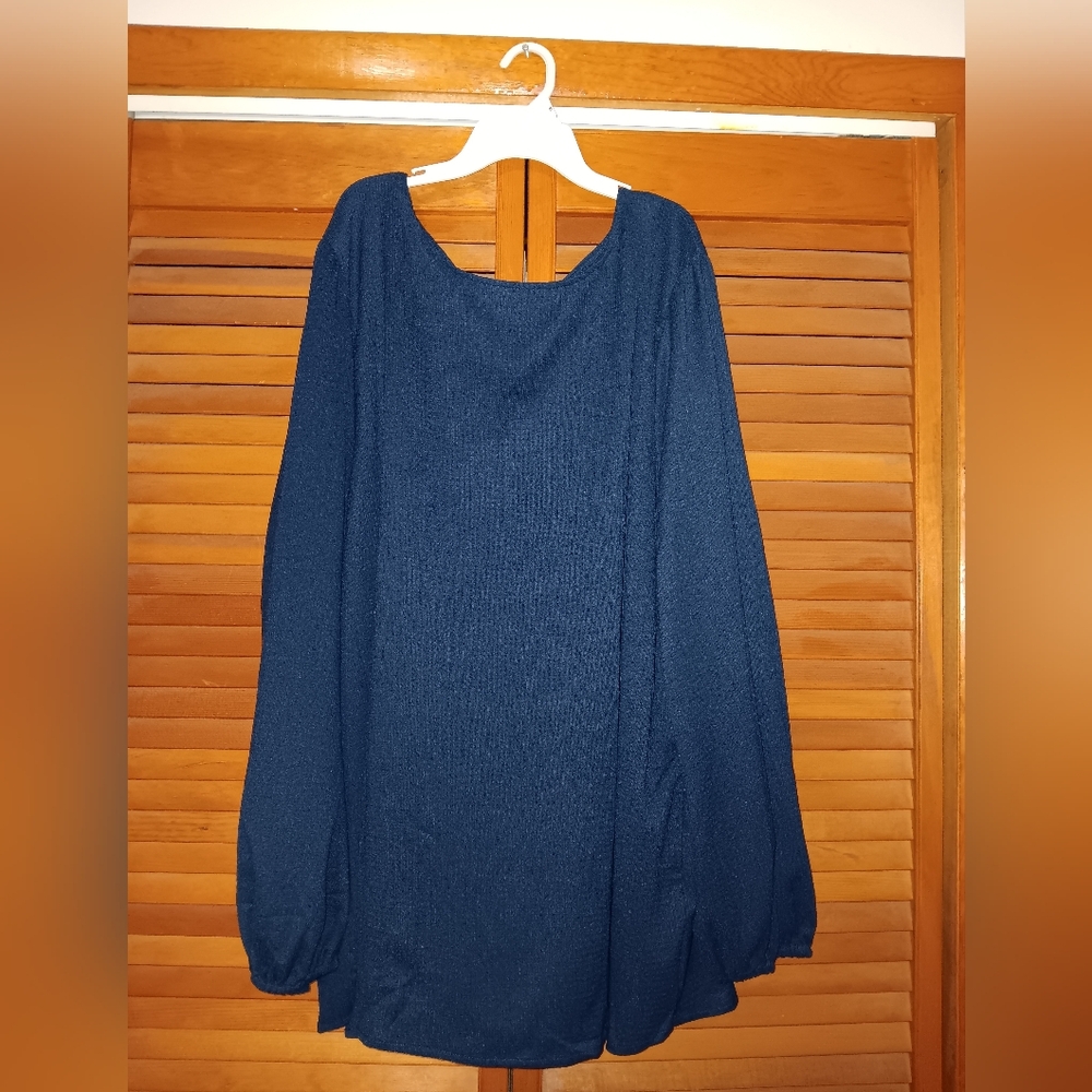 Navy Blue Long Sleeve Blouse